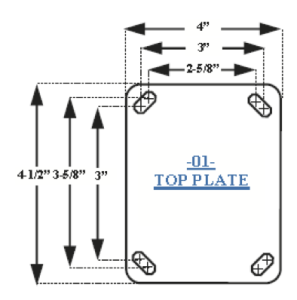POLY ON ALUMINUM casters top plate 